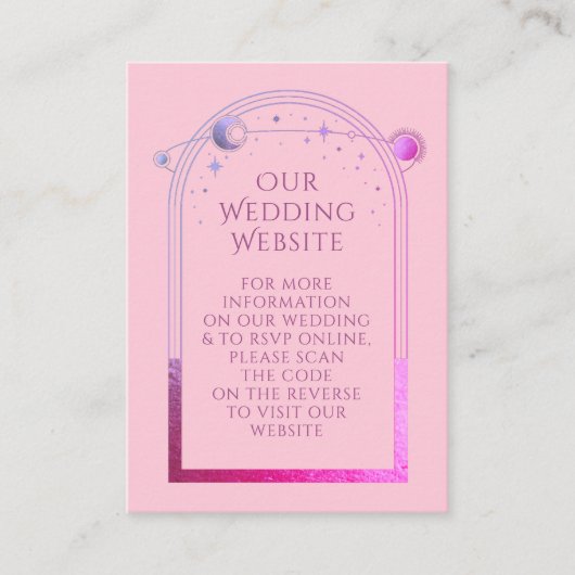 Hemelse Roze Paarse bruiloft website RSVP QR Code Informatiekaartje (Voorkant)
