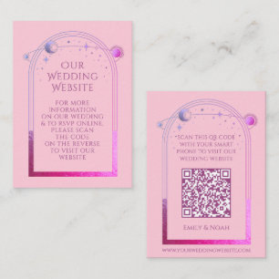 Hemelse Roze Paarse bruiloft website RSVP QR Code Informatiekaartje