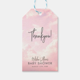 Hemelse Roze Wolken Baby Shower Cadeaulabel