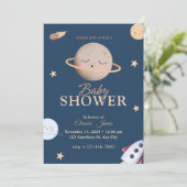 Hemelse Ruimte Baby Shower Uitnodiging | Marine St (Staand voorkant)