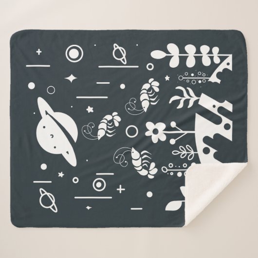 Hemelse Ruimte Garnalen & Planeten Sherpa Deken (Voorkant (horizontaal))