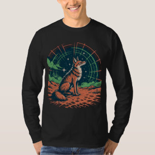 Hemelse Ruimte Vos Grafische Retro Kosmische Woud T-shirt