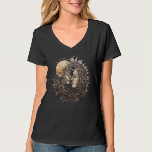 Hemelse Ruimte Zon Maan Boho Maan Zonne Astronomie T-shirt