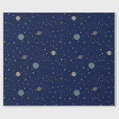 Hemelse ruimtesterren en planeten cadeaupapier (Vlak)