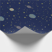 Hemelse ruimtesterren en planeten cadeaupapier (Hoek)