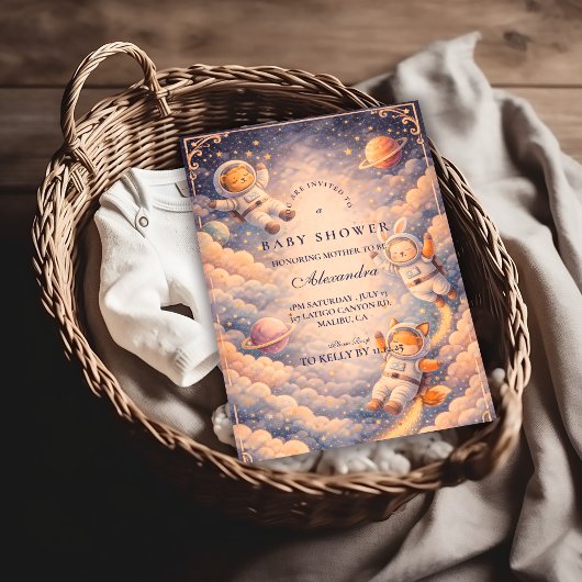 Hemelse Ruimtevaarder Neutrale Baby Shower Kaart
