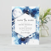 Hemelse rustieke maanverlichte bruiloft save the date (Staand voorkant)