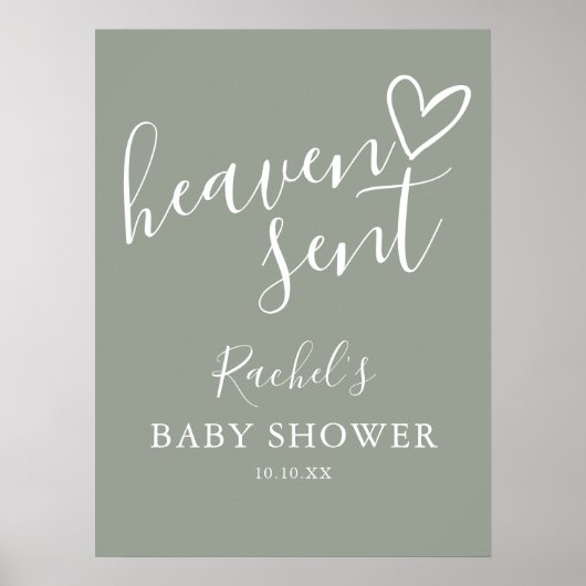 Hemelse Saliegroene Neutrale Baby Shower Bord Poster (Voorkant)