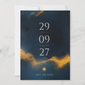 Hemelse Save the Date - Middenblauw en Goud (Voorkant)