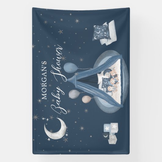 Hemelse Schattigee Beer Baby shower Spandoek (Verticaal)