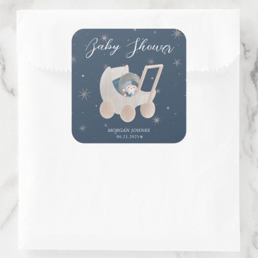 Hemelse Schattigee Beer Baby shower Vierkante Sticker (Tas)
