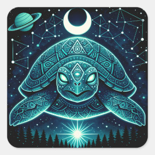 Hemelse Schildpad – Kosmische Oude Wilde Galaxy Vierkante Sticker