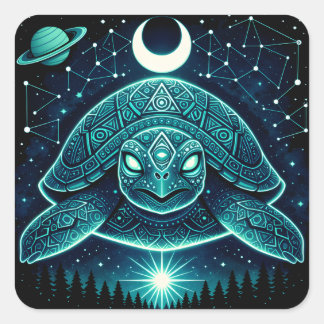 Hemelse Schildpad – Kosmische Oude Wilde Galaxy Vierkante Sticker