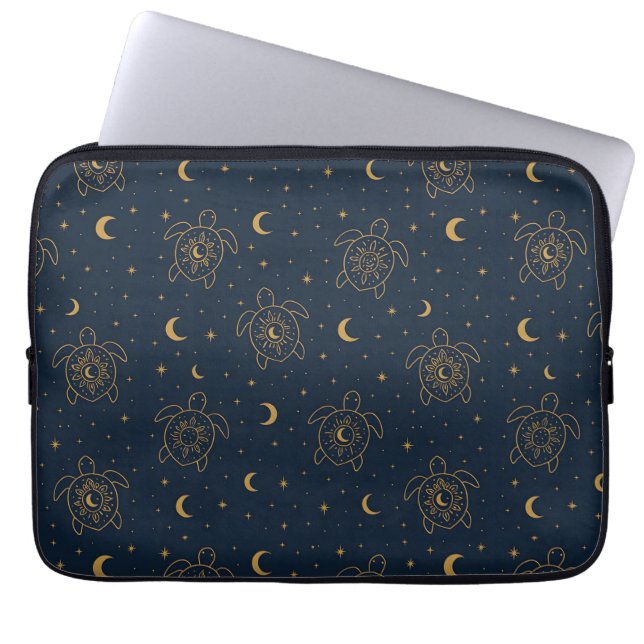 Hemelse Schildpad Nacht Patroon Laptop Sleeve (Voorkant)