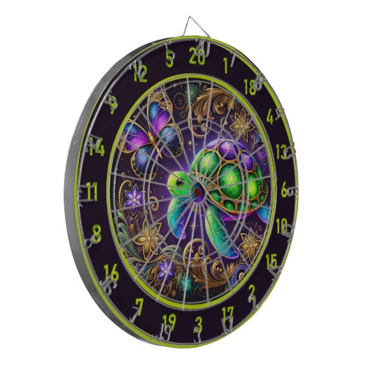 Hemelse Schildpad Vlinder Rustieke muur Decor Dartbord (Voorkant Links)