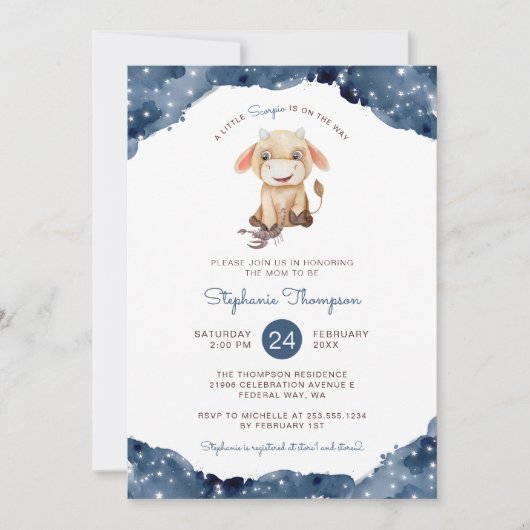 Hemelse Schorpioen Astrologie Teken Baby shower Kaart (Voorkant)