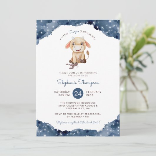 Hemelse Schorpioen Astrologie Teken Baby shower Kaart (Staand voorkant)