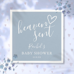 Hemelse Script Stof Blauw Jongens Baby Shower Servet