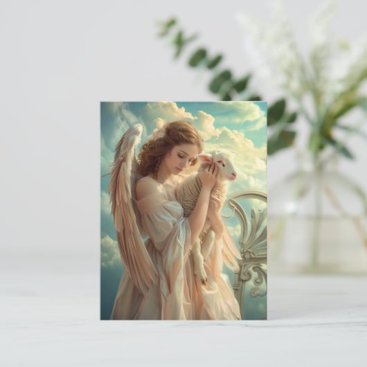 Hemelse Sereniteit Vrouw Engel met Lam Briefkaart (Staand voorkant)