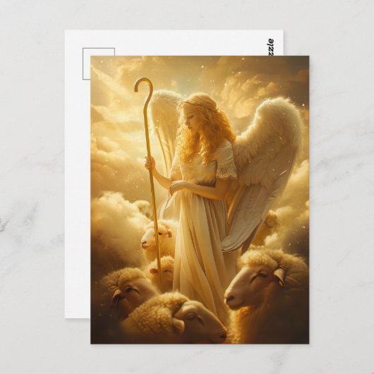 Hemelse Sereniteit Vrouw Engel met Schaap en Schaa Briefkaart (Voorkant / Achterkant)