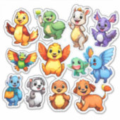 Hemelse set van cartoon dierlijke stickers (Voorkant)