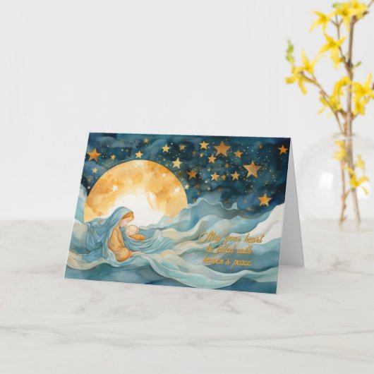 Hemelse Slaap Kerstmis Kaart (Gele Bloem)