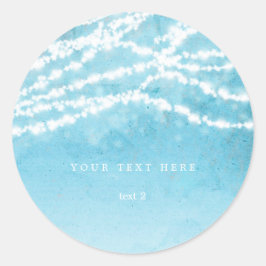 Hemelse slingerlichtjes Blauw Rustiek Favor Sticke Ronde Sticker