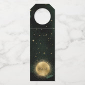 Hemelse Smaragd Gouden Bruiloft Flessenhanger (Achterkant)