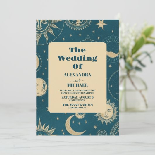 Hemelse Smaragd Gouden Halve Maan Kaart (Staand voorkant)