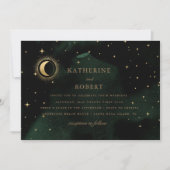 Hemelse Smaragd Gouden Maan Bruiloft Kaart (Voorkant)