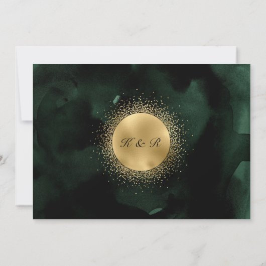 Hemelse Smaragd Gouden Maan Bruiloft Kaart (Achterkant)