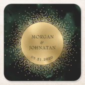 Hemelse Smaragd Gouden Maan Bruiloft Kartonnen Onderzetters (Voorkant)