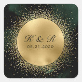 Hemelse Smaragd Gouden Maan Bruiloft Vierkante Sticker (Voorkant)