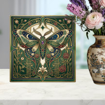 Hemelse Smaragdvlinder Vintage Bloemenkunst 