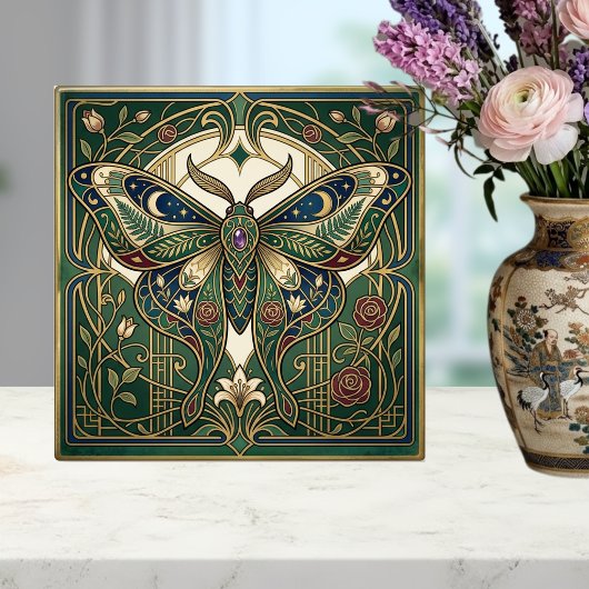 Hemelse Smaragdvlinder Vintage Bloemkunst Tegeltje