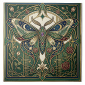 Hemelse Smaragdvlinder Vintage Bloemkunst Tegeltje (Voorkant)