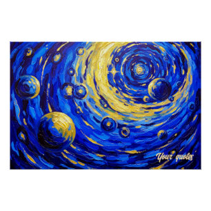 Hemelse Spiraalstelsel Schildering Blauw Goud Kosm Perfect Poster