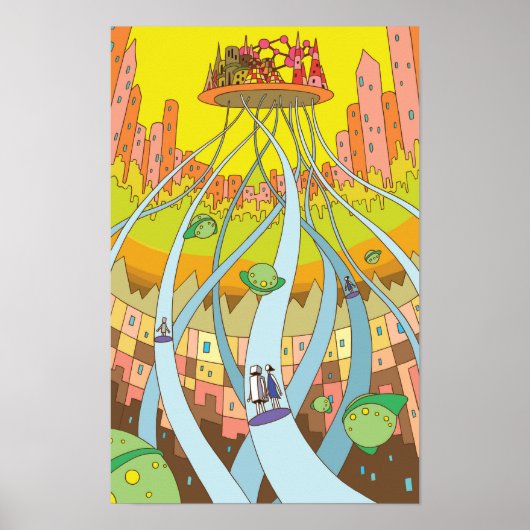 Hemelse stad bereikbaar met hogesnelheidslift. poster (Voorkant)