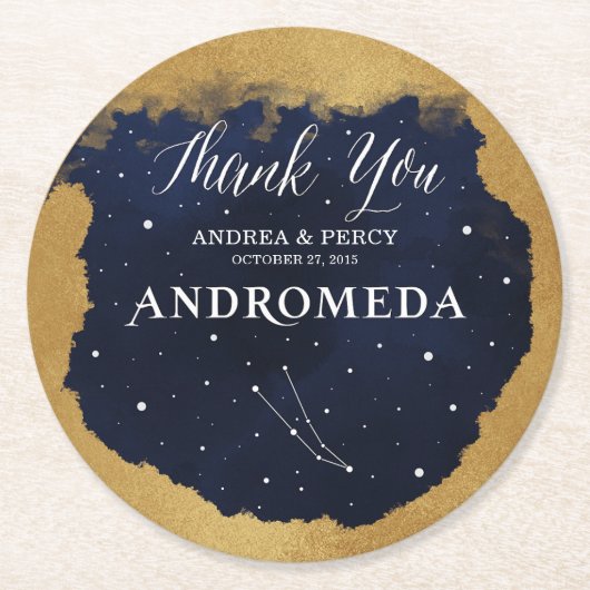 Hemelse Starnacht Sterrenbeeld Andromeda Ronde Kartonnen Onderzetter (Voorkant)