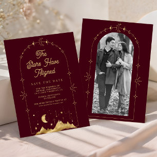 Hemelse Ster Bourgondië Gouden Halve Maan Bruiloft Save The Date