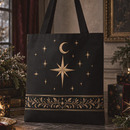 Hemelse Ster Maan Gotische Kerstmis Tote Bag