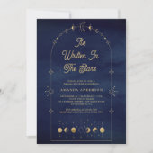 Hemelse sterren blauw goud maan bruidsdouche kaart (Voorkant)