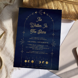 Hemelse sterren blauw goud maan bruidsdouche kaart