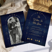 Hemelse sterren blauw goud maan bruidsdouche kaart