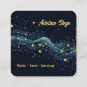 Hemelse sterren in goud op blauw vierkante visitekaartje (Voorkant)