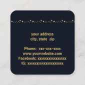 Hemelse sterren in goud op blauw vierkante visitekaartje (Achterkant)