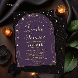 Hemelse sterren Maan Goud Boho Boog Bruidsdouche Folie Uitnodiging