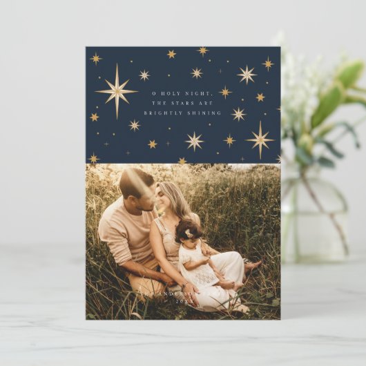 Hemelse Sterren O Heilige Nacht Fotokaart Kaart (Staand voorkant)