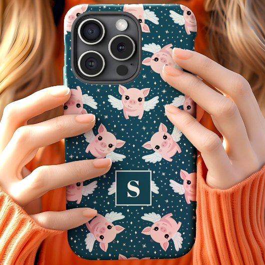 Hemelse Sterren Vliegende Varkens met Monogram Case-Mate iPhone Case
