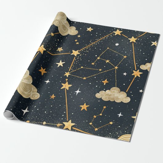 Hemelse Sterrenbeeld Patroon (2) Cadeaupapier (Uitgerold)